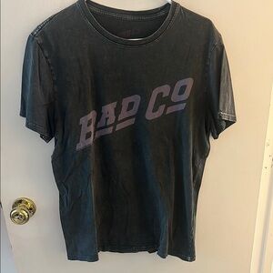 Black Graphic T-Shirt with Purple Text